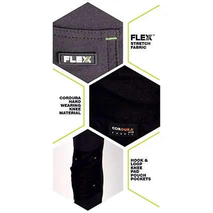 Flex Workwear Two-Tone Trousers, Black & Grey, 34S