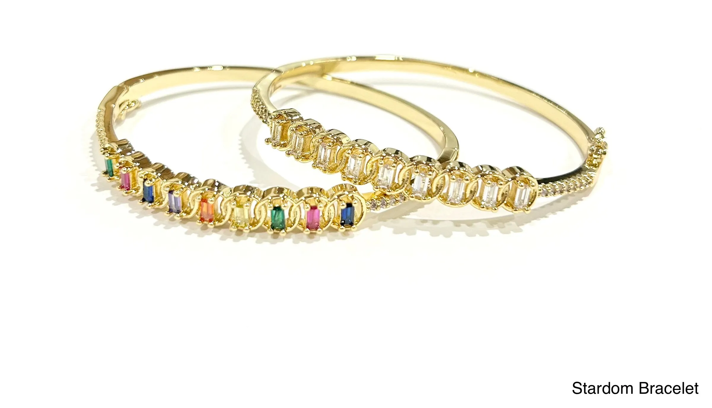 Hot & Trendy 18K Gold Plated Clear Rhinestone Bracelet (Gold)